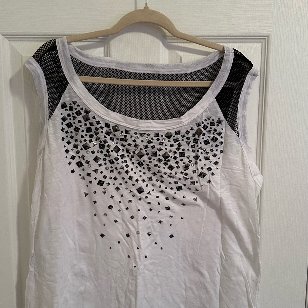 Torrid White and Black Embellished Women's Top